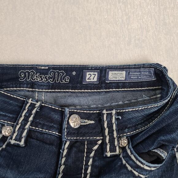 Miss Me signature cuffed capri women's jeans Size 27 Rodeo Bling Y2K Cowgirl - Picture 8 of 8